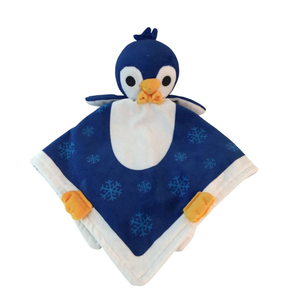 Blue Penguin Lovey 15" Baby‎ Security Blanket Winter Snowflakes